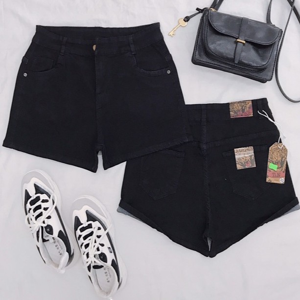 [Size 32~36] Quần Short Jean Xanh Đậm Trơn Bigsize - Lưng Cao - Co Giãn Mạnh