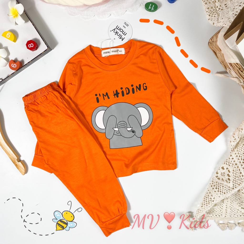 [SALE]Bộ Dài Tay Cho Bé Trai, Bé Gái Minky Mom Vải Thun Lạnh Hoạ Tiết Sư Tử Bịt Mắt, Đồ Bộ Cho Bé Mặc Thu Đông MKMTD2156