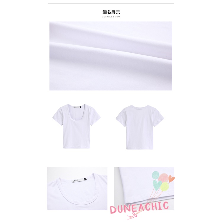 DUNEA Áo Thun Tay Ngắn Cổ Chữ U Thời Trang Cho Nữ