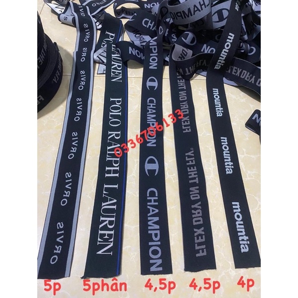 Chun dệt chữ 5cm + 4,5cm+4cm + thun co giãn