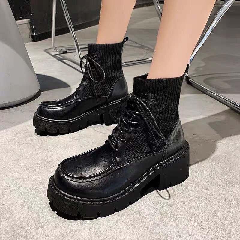 Bốt cổ lửng siêu xinh, boot nữ đế cao 6cm MAKKI SHOP