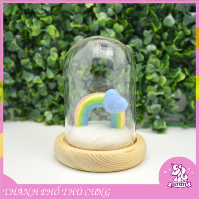 Chụp thuỷ tinh đế gỗ 7*12cm