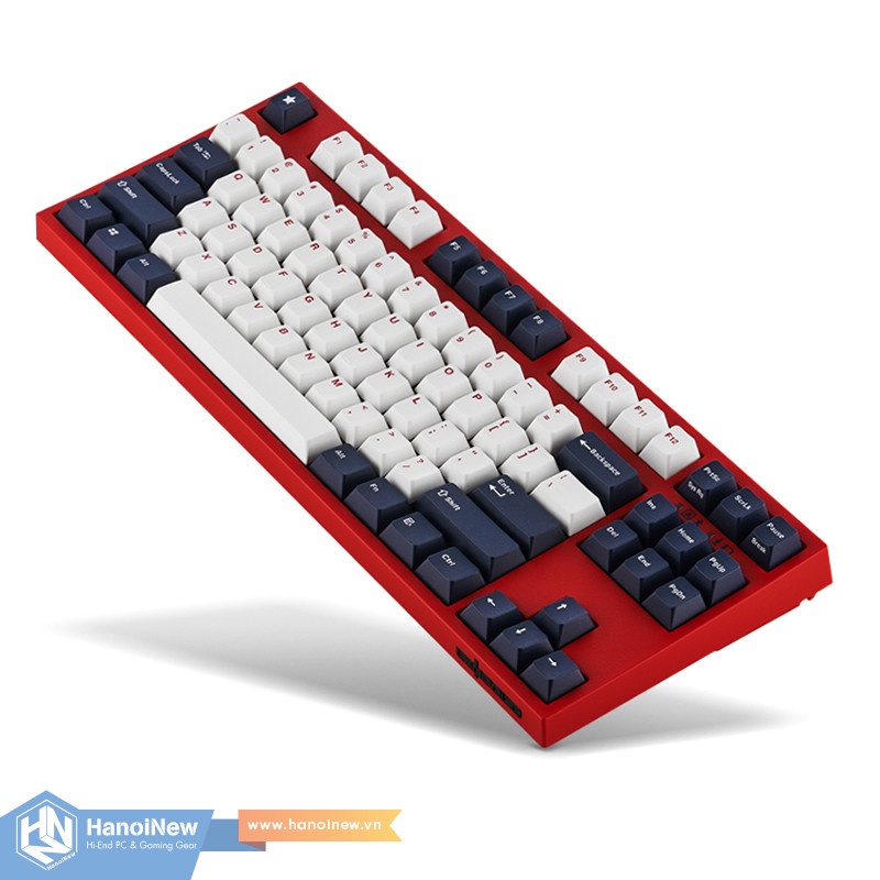 Bàn Phím Cơ Leopold FC750R PD BT White Navy Red Font Blue Star  Bluetooth