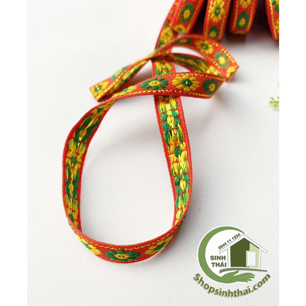 Dây thổ cẩm màu đỏ bản rộng 1cm - Chọn kích thước