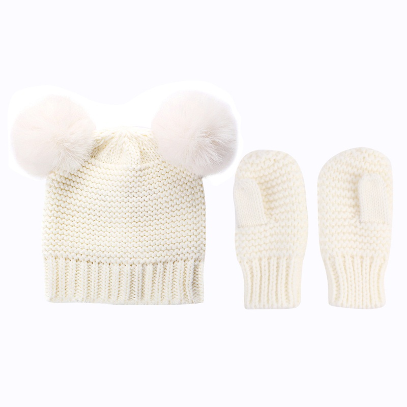 Mũ Beanie + Găng Tay Dệt Kim Thời Trang Mùa Đông Cho Bé Sơ Sinh 0-3 Tuổi