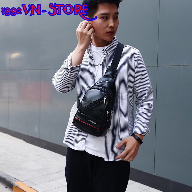túi đeo chéo nam 🎁 FREESHIP 🎁 Túi Đeo Chéo Da Nam - Nữ Thời Trang Phong Cách Hàn Quốc Có Cổng Sạc Điện Thoại - M17 | BigBuy360 - bigbuy360.vn