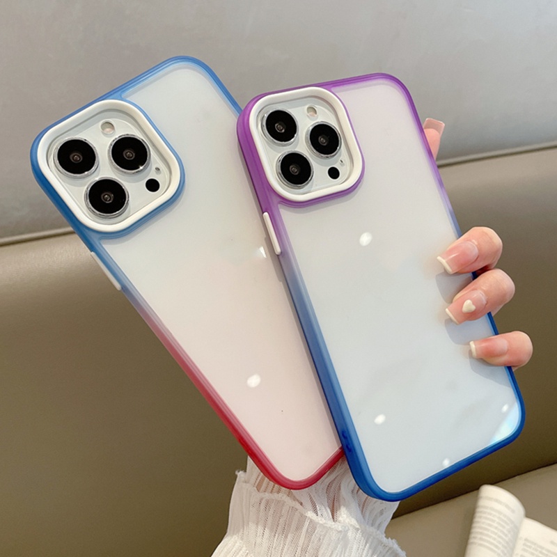 Ốp Điện Thoại iPhone 14 13 12 11 Pro max 14 plus Silicon case ốp lưng điện thoại iphone 14 promax acrylic Trong Suốt Chống Sốc Màu gradient Sang Trọng Cho iP 14 13 12 11 Pro Max 14Plus