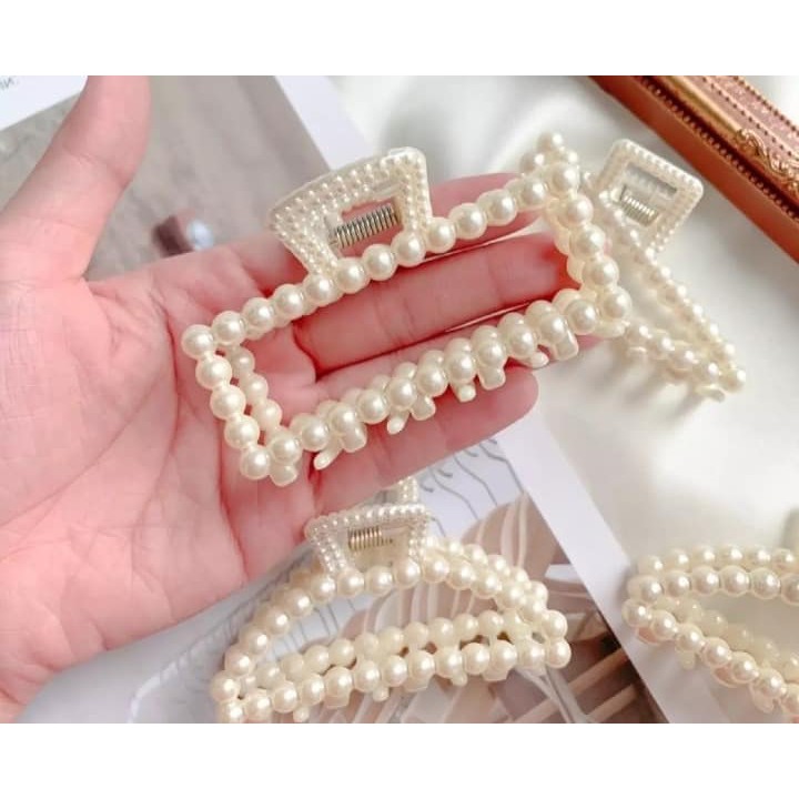 Kẹp tóc càng cua đính hạt ngọc  thời trang Hàn Quốc