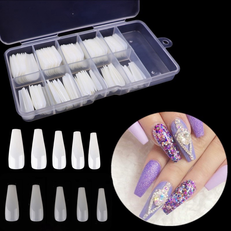 [Hàng mới về] Set 100 móng tay giả màu trơn cho nữ