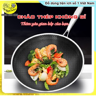 Chảo chống dính 2 mặt 5 lớp inox 304 công nghệ khắc laser tổ ong 32cm sâu lòng Thaonguyenshop