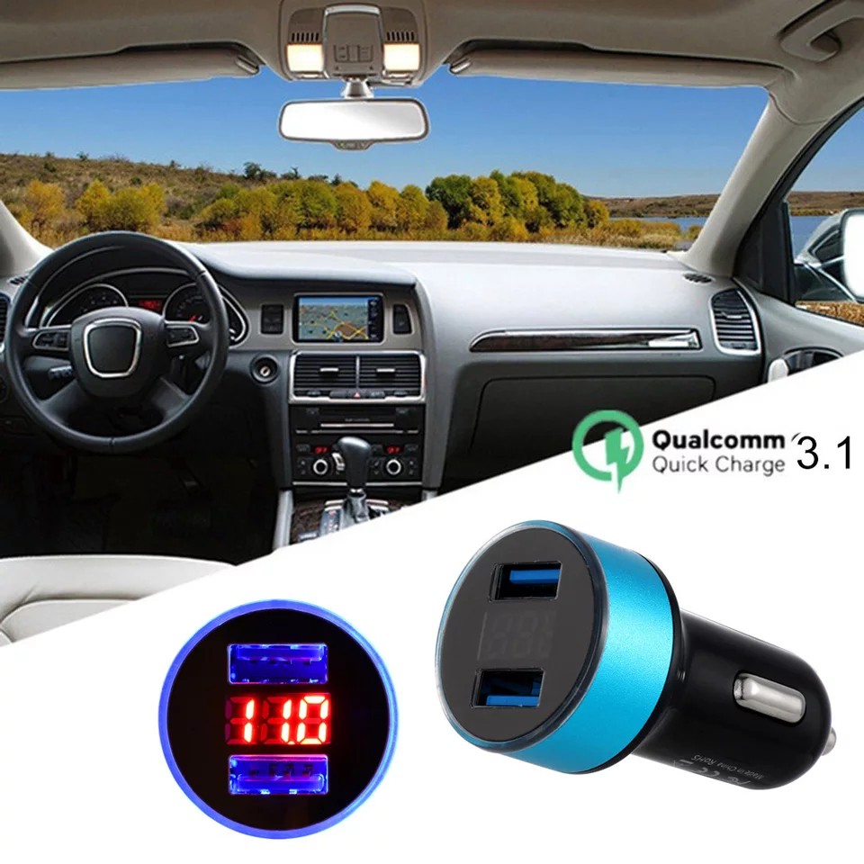 Tẩu sạc ô tô, xe hơi cao cấp có đèn LED hiển thị điện áp