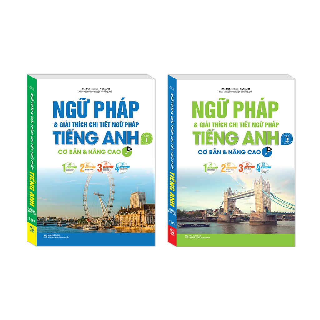 Sách - Combo Ngữ pháp và giải thích chi tiết ngữ pháp tiếng Anh trọn bộ hai tập 1+2