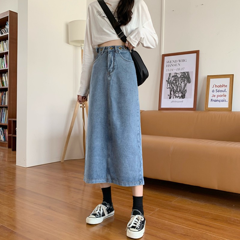 Chân Váy Denim Dáng Chữ A Lưng Cao Thời Trang Cho Nữ | BigBuy360 - bigbuy360.vn