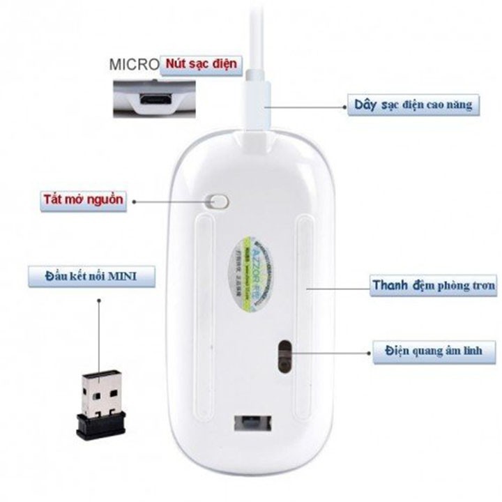 Chuột không dây tự sạc pin cao cấp + Tặng hub tốc độ cao chia usb | BigBuy360 - bigbuy360.vn