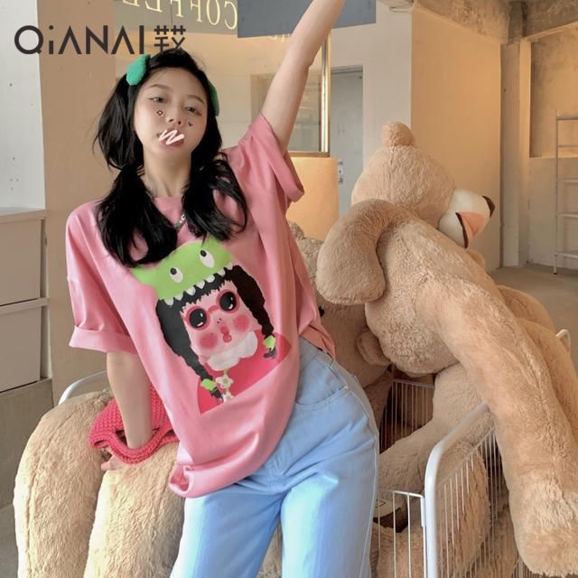 COZOK Áo Thun Tay Ngắn Form Rộng In Họa Tiết Thời Trang