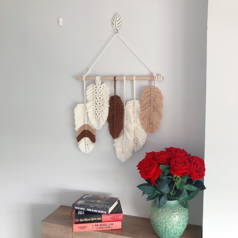 Mành lá macrame treo trang trí decor tường cải tạo phòng quà tặng