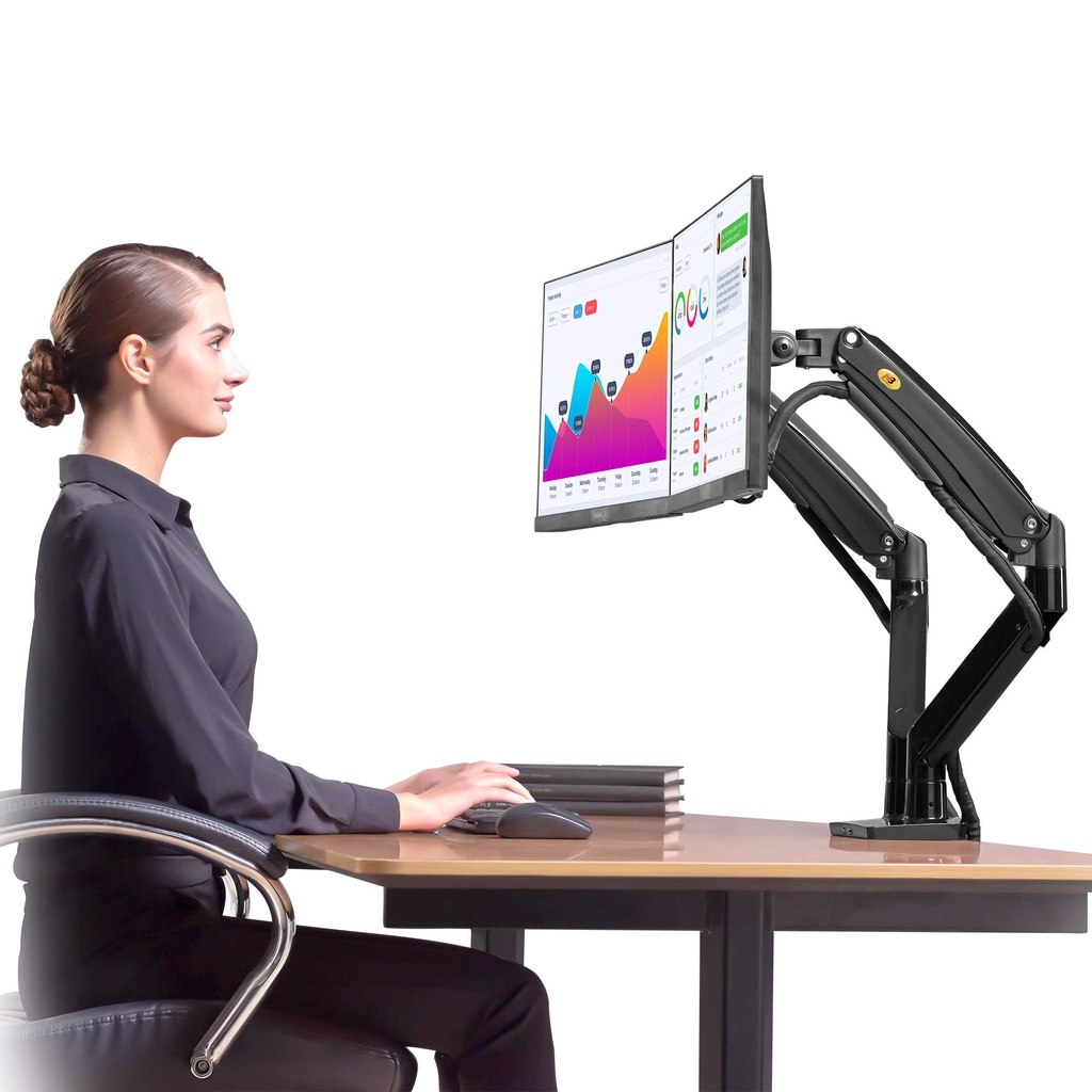 Giá Treo Hai Màn Hình Cao Cấp NB-F195A 22 - 32 Inch - Tay Treo Hai Màn Hình Máy Tính NorthBay