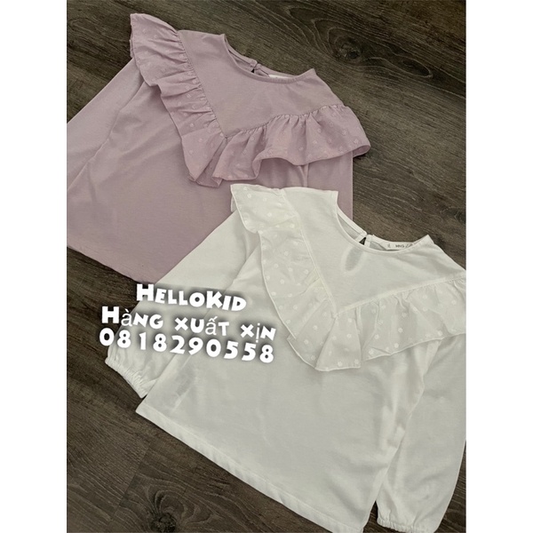 A444 - Áo thun riềm thêu hoa MNG bé gái