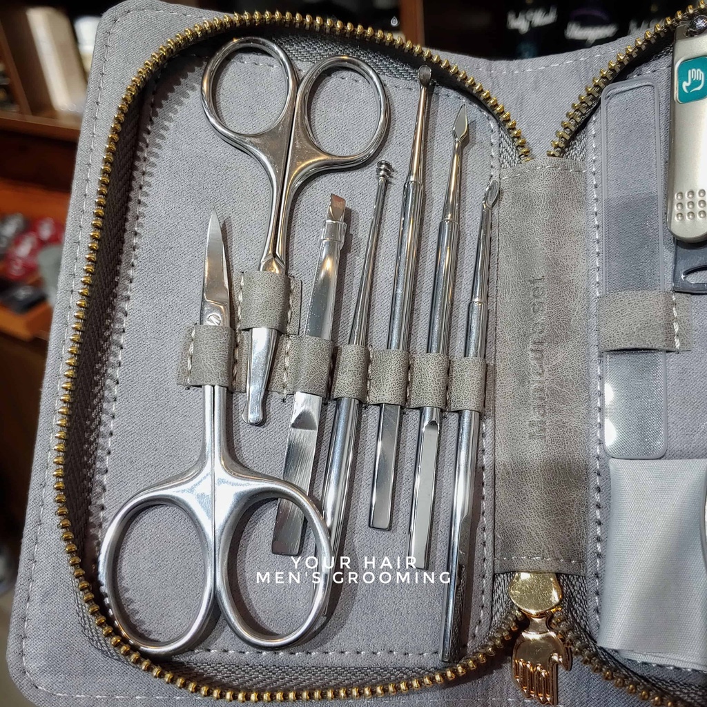 Bộ dụng cụ cá nhân Men's Grooming Manicure Set - 11 loại | 2 Màu xám &amp; xanh Navi