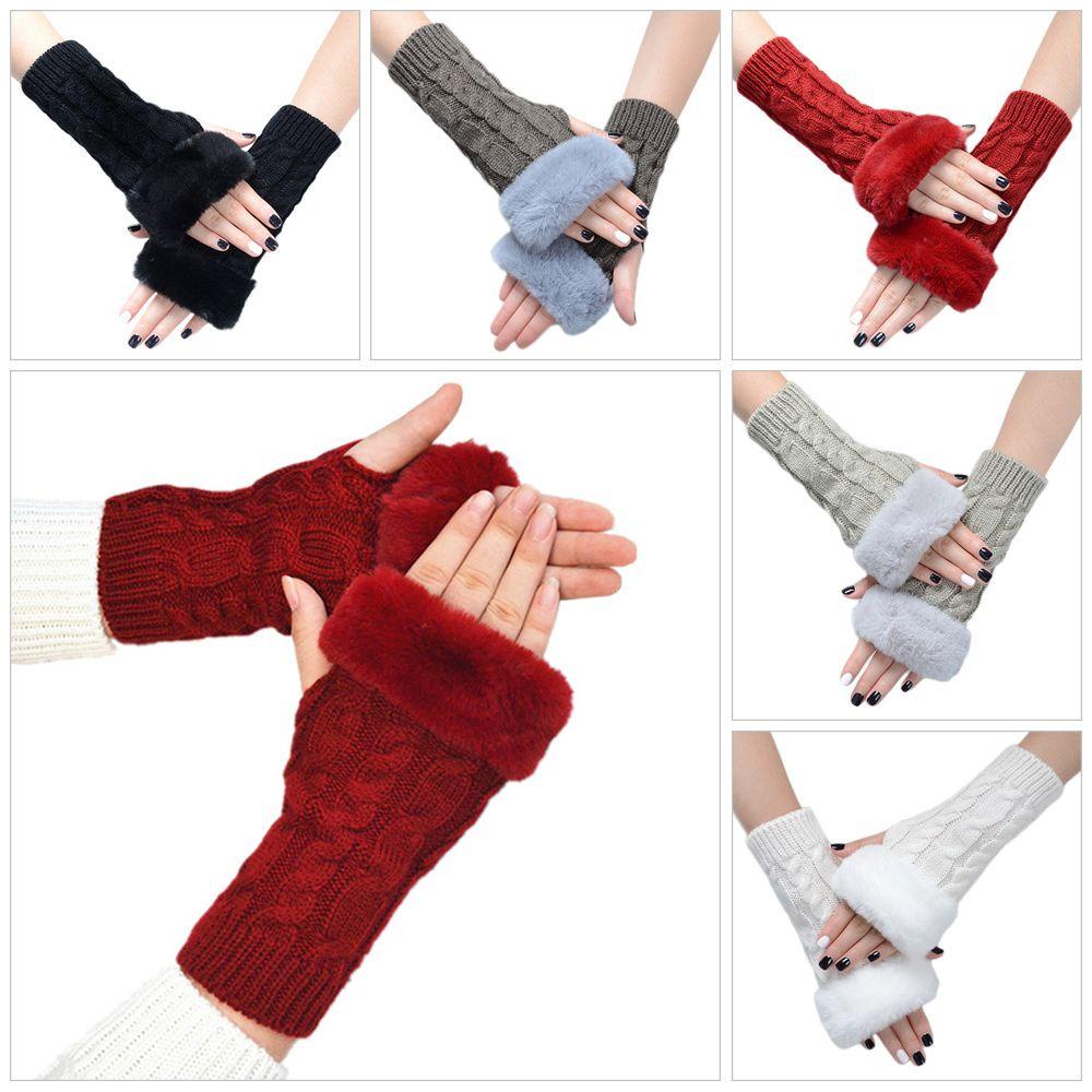BORAG Găng Tay Len Dài Hở Ngón Co Dãn Giữ Ấm