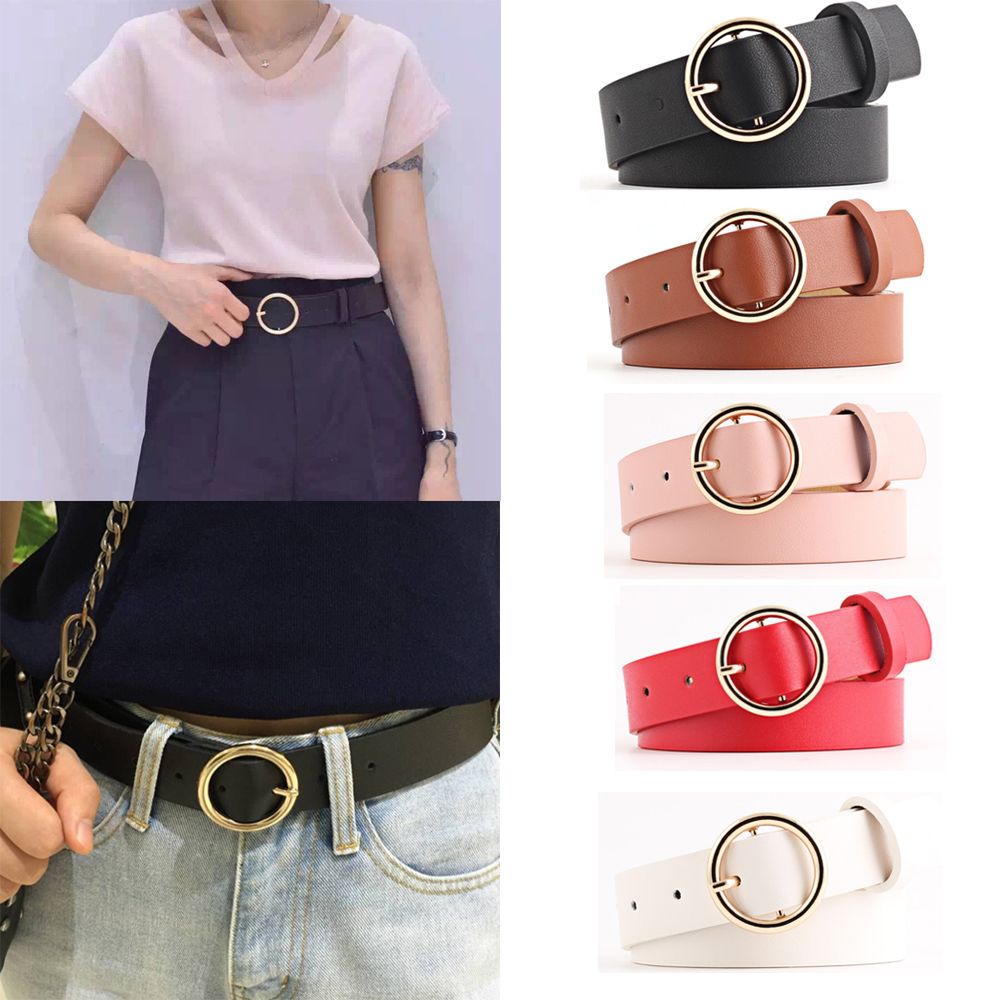 Thắt Lưng Da Khóa Tròn Phong Cách Vintage Thời Trang Cho Nữ