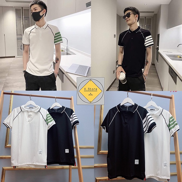 áo thun polo cổ đức ZACLANG viền tay nam nữ Unisex X.store đen + trắng, phông Cotton mềm mịn mùa Hè Hottrend 2022 SP1038