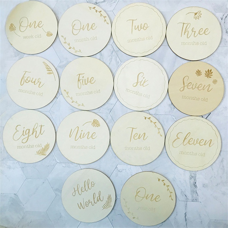 Set 14 Tấm Thẻ Ghi Chú Đánh Dấu Theo Tháng Làm Bằng Thủ Công Kỷ Niệm Cho Bé Sơ Sinh