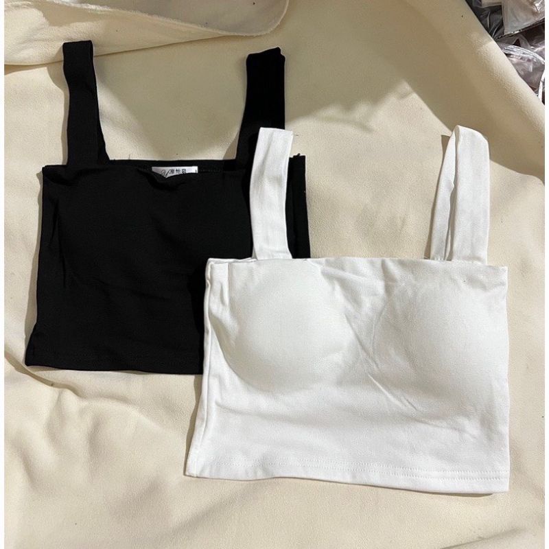 Áo hai dây bra croptop có sẵn đệm mút ngực