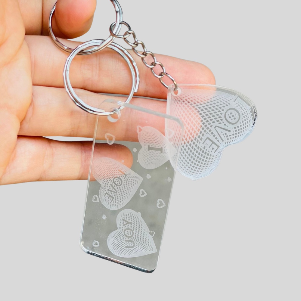 Móc Khóa I LOVE YOU Dễ Thương HÌnh Tim, Chữ Nhật