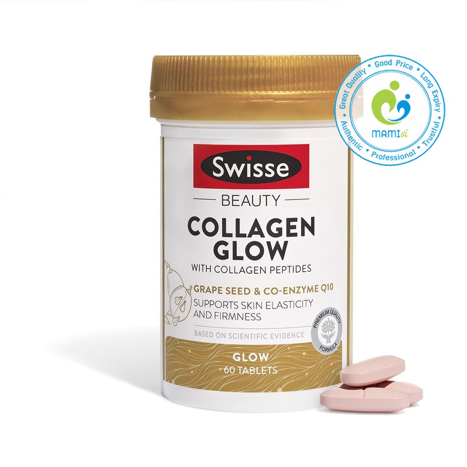 Viên Collagen (60v/120v) giúp đẹp sáng da, căng mịn cho người trên 18 tuổi Swisse Beauty Collagen Glow, Úc