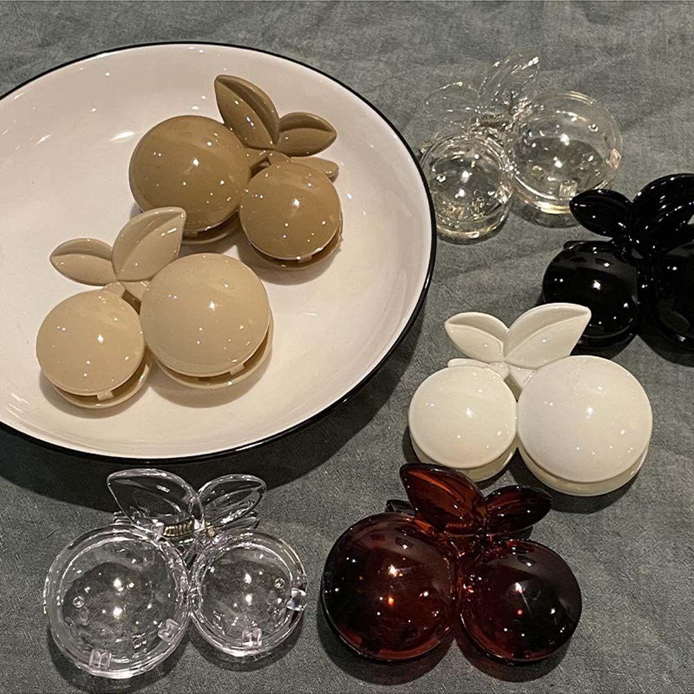 IVORY Kẹp Tóc Màu Đen / Cà Phê / Trắng Hình Quả Cherry Thanh Lịch Dành Cho Nữ