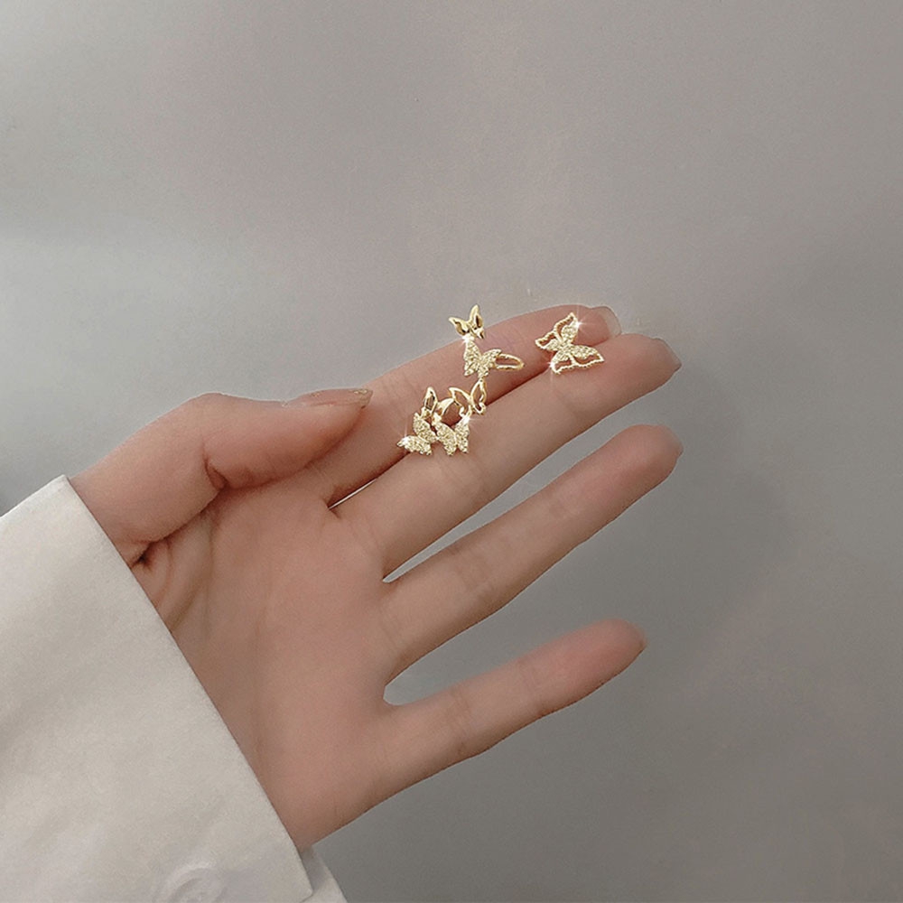 【COD】Khuyên kẹp vành tai hình bướm rỗng cá tính cho nữ