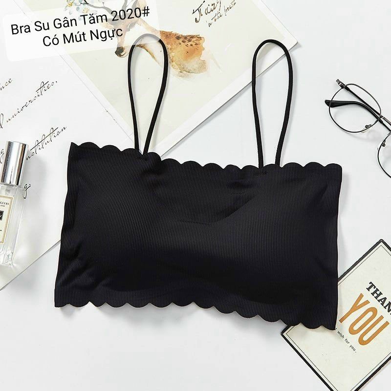 Áo 2 dây bra su trơn có mút mềm mịn