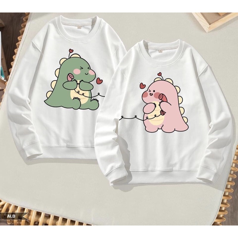 Áo thun đôi khủng long cute.Áo thun khủng long