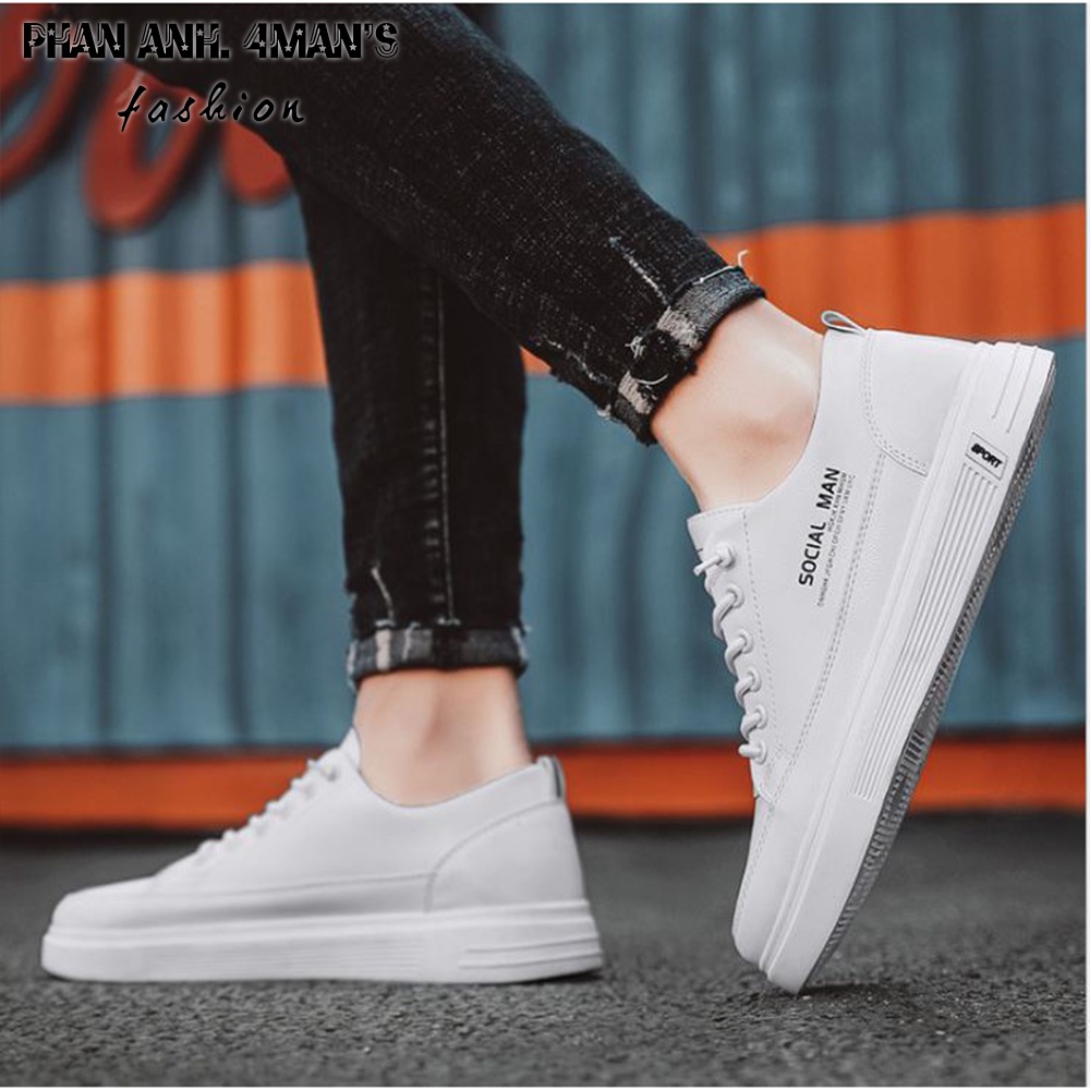 Giày thể thao nam sneaker Phananh.4mans chất liệu da   bảo hành 12 tháng tặng kèm tất 4ML-G39