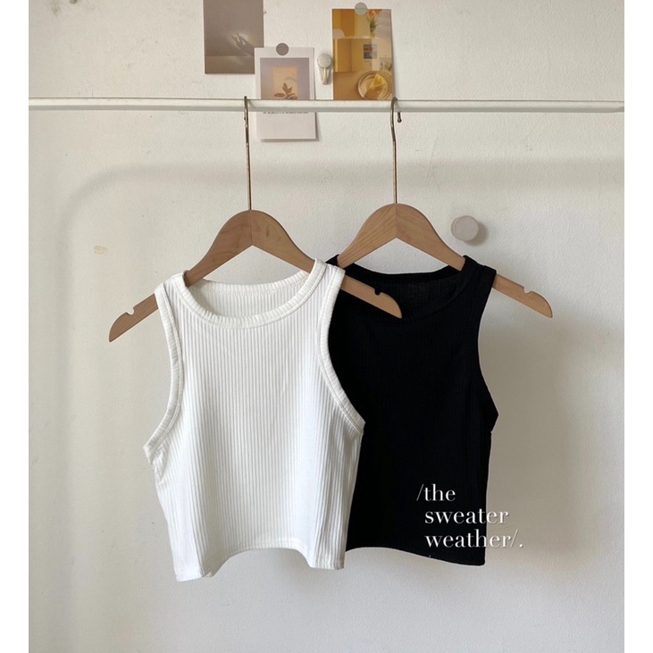 Áo ba lỗ thun gân croptop TSW 02 ( Ảnh thật )