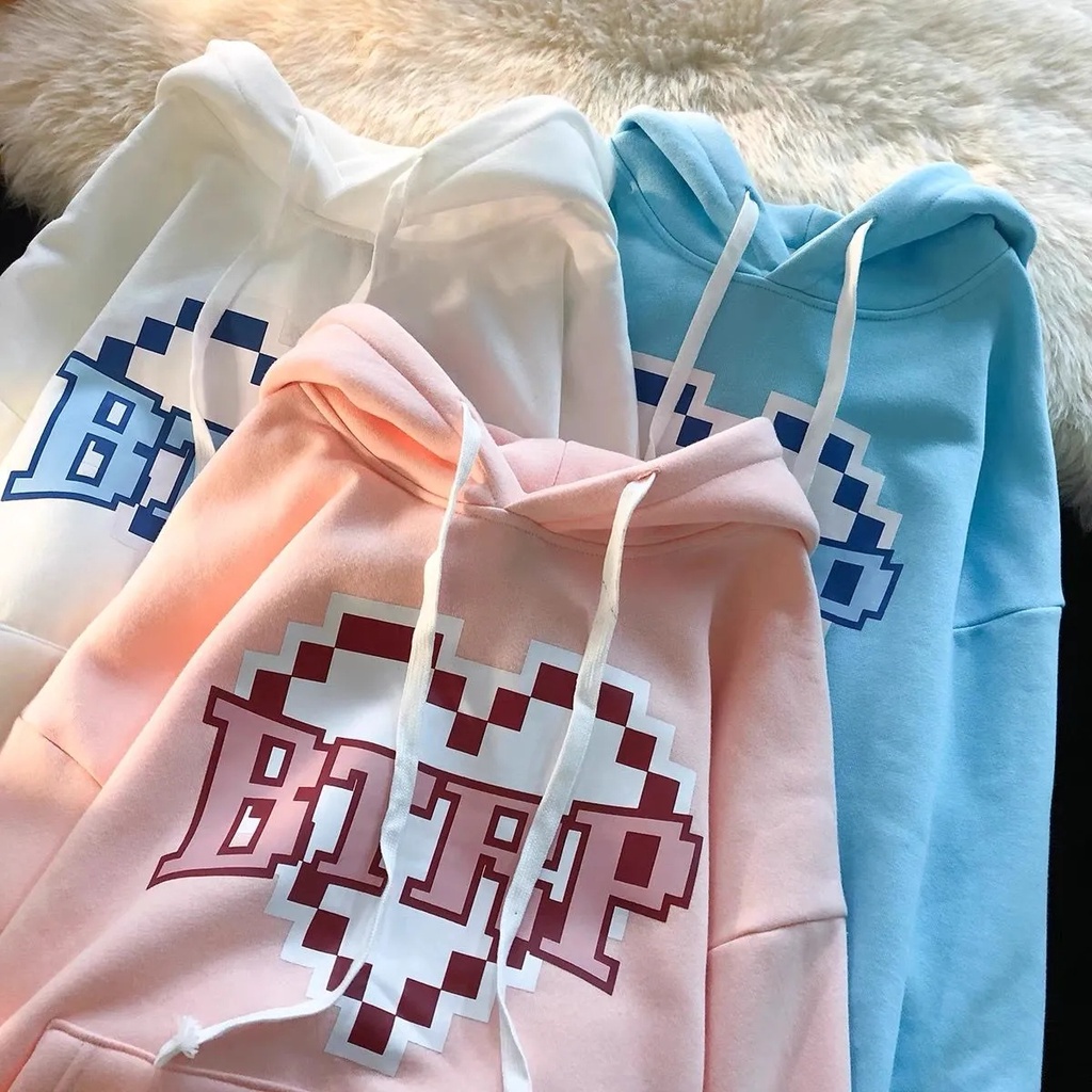 Áo hoodie tay dài phong cách Hàn Quốc thời trang 4 màu tùy chọn size M-2XL