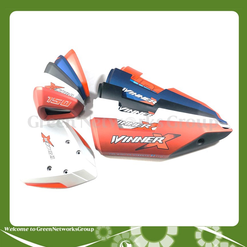 Bộ Mão 4 lỗ NEW 2020 ( Màu Bạc ) và Ốp Pô nhiều màu gắn xe Winner X Greennetworks