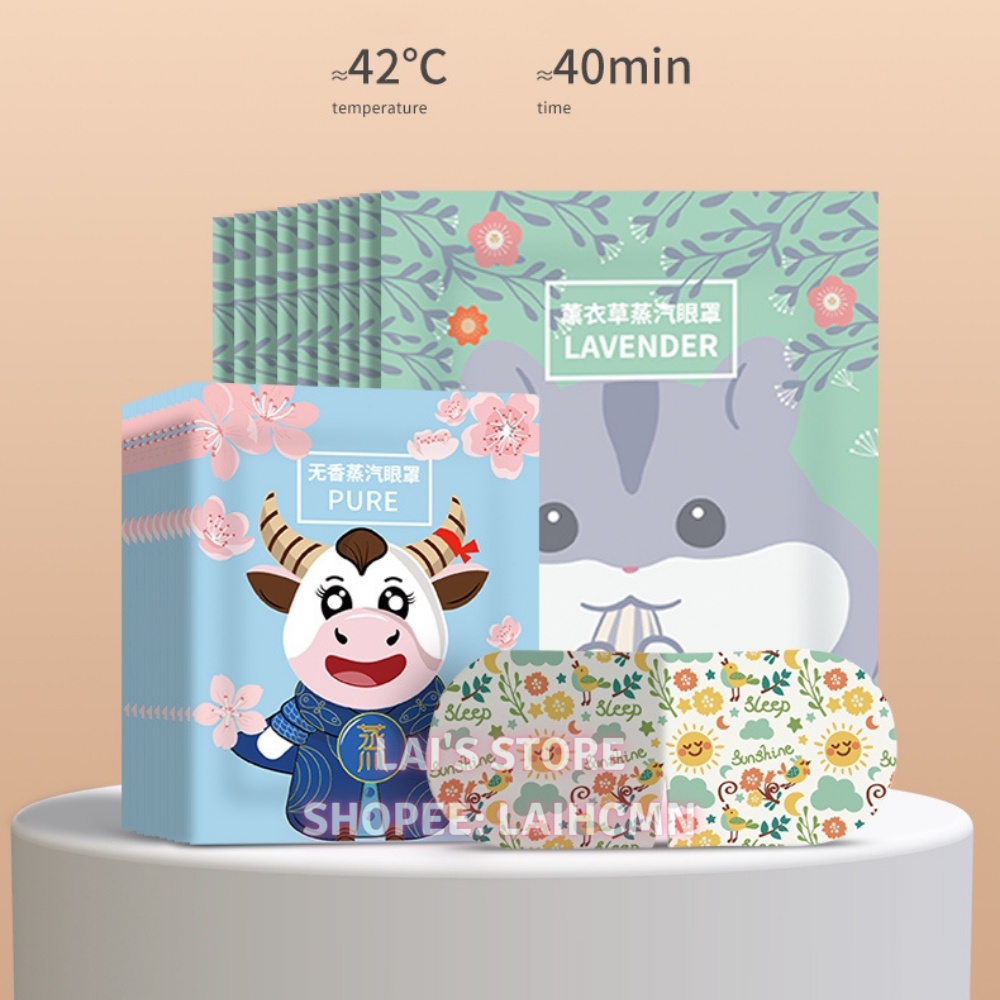 Túi 10 Miếng Mặt Nạ Mắt Nóng PISSA Xông Hơi Mắt Heating Eyes Mask Giảm Mỏi Mắt Căng Thẳng, Giúp Ngủ Ngon, Mờ Quầng Thâm