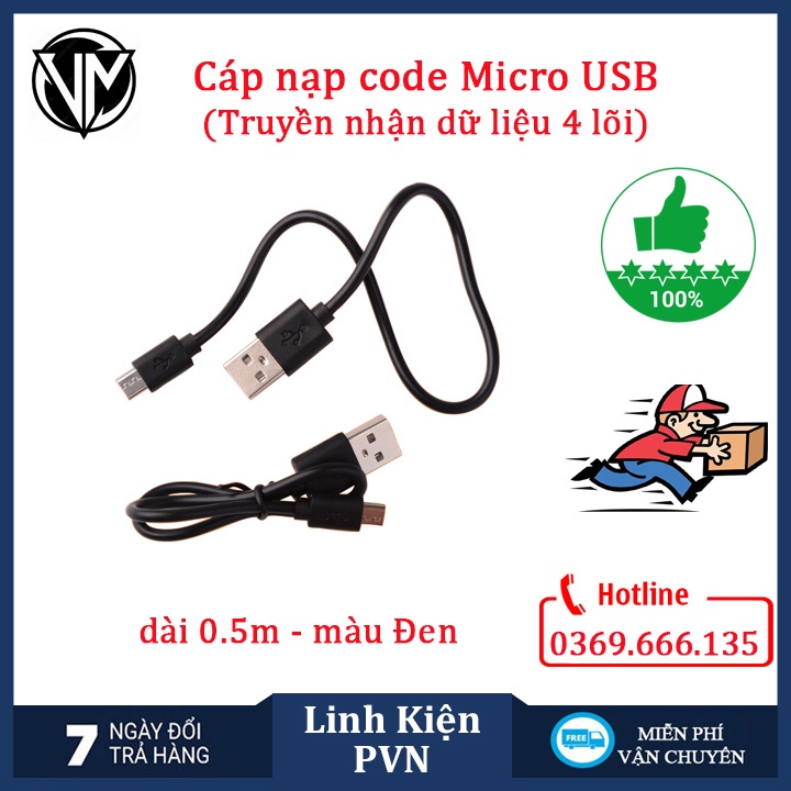 Cáp nạp code cho NodeMCU ESP8266 CH340/CP2102, ESP32, sạc điện thoại tốc độ cao