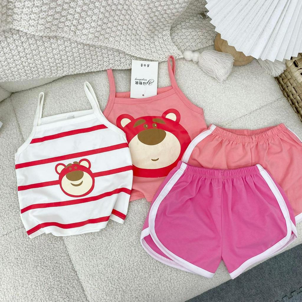 set bộ 2 dây dễ thương cho bé mặc mát lạnh mùa hè