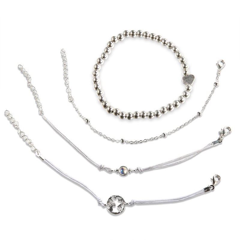 Set 4 Vòng Tay Mạ Bạc Thời Trang Cho Nữ