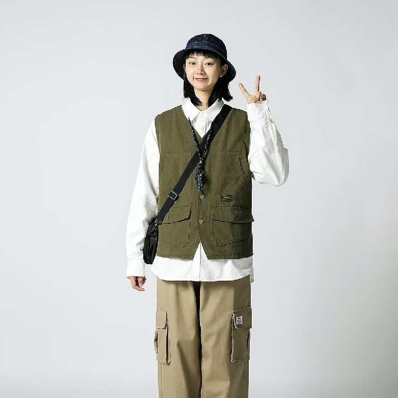 Áo Ba Lỗ Dáng Rộng Phối Nhiều Túi Phong Cách Hip Hop Thời Trang Mùa Hè Cho Nam Và Nữ size M-2XL