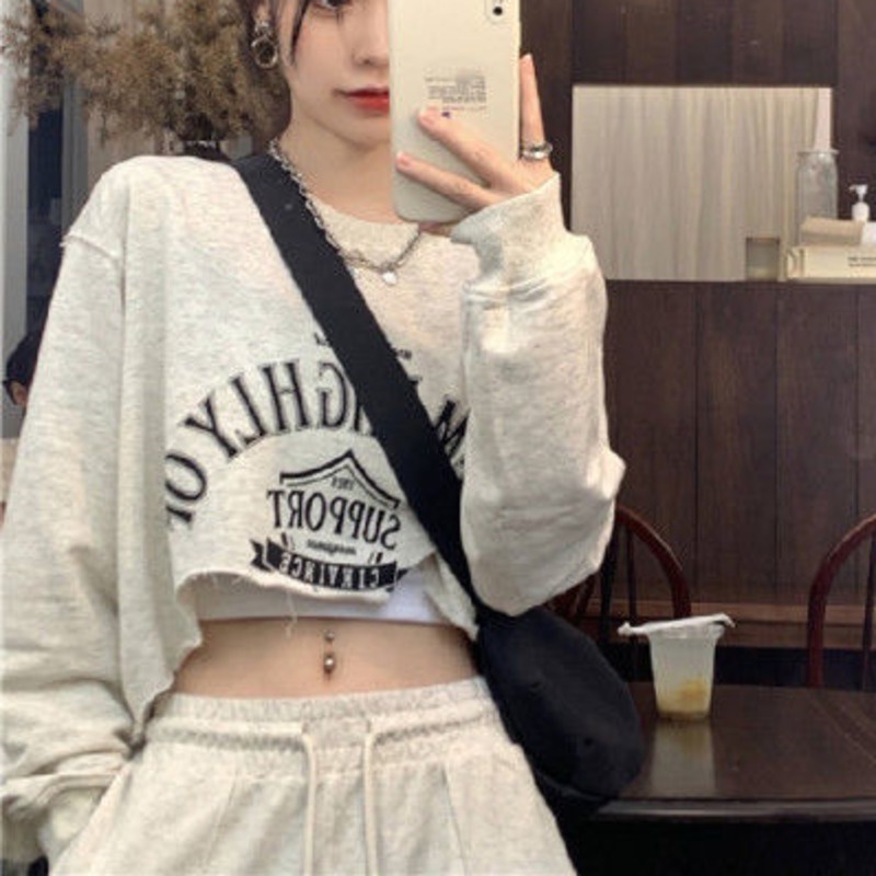 Áo Thun Tay Dài In Chữ Phong Cách Preppy Độc Đáo Thời Trang Cho Nữ