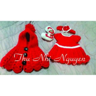 Nón trùm +Set đầm len baby