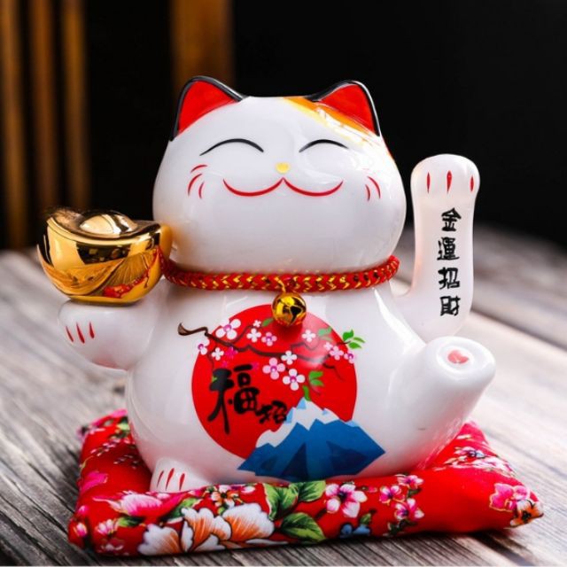 Mèo Thần Tài bằng sứ vẫy tay 16cm - đỉnh vàng may mắn tài lộc | BigBuy360 - bigbuy360.vn