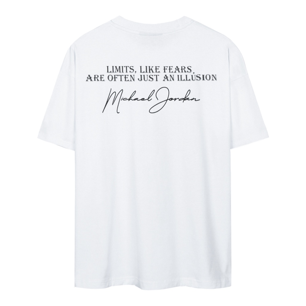 Áo Thun Michael Jordan Màu Trắng Hình In Sắc Nét Chất Liệu 100% Cotton Form Rộng Thoải Mái Unisex Nam Nữ