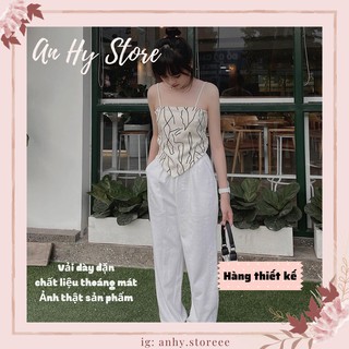 [tặng quà]Set quần áo nữ hot trend áo yếm bandana màu kem phối quần jogger nỉ