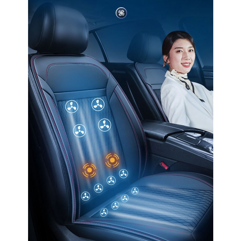 Đệm ghế ô tô massage thông hơi dùng cho xe hơi thông gió làm mát 12 và 16 quạt gió - Đệm Massage Toàn Thân Đa Năng