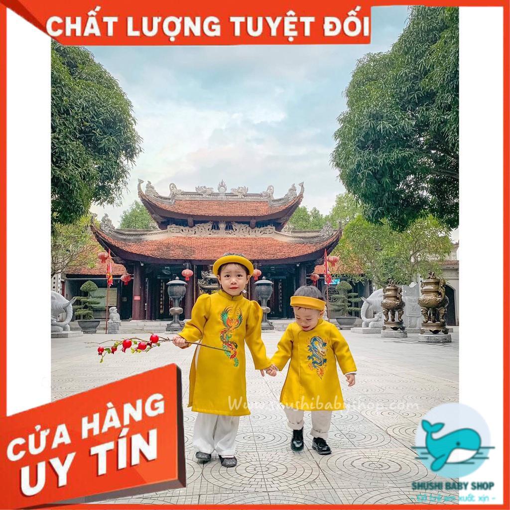 Áo Dài Tết Bé Gái Thêu Tay Hoạ Tiết Chim Phụng Sắc Xảo Shushibaby